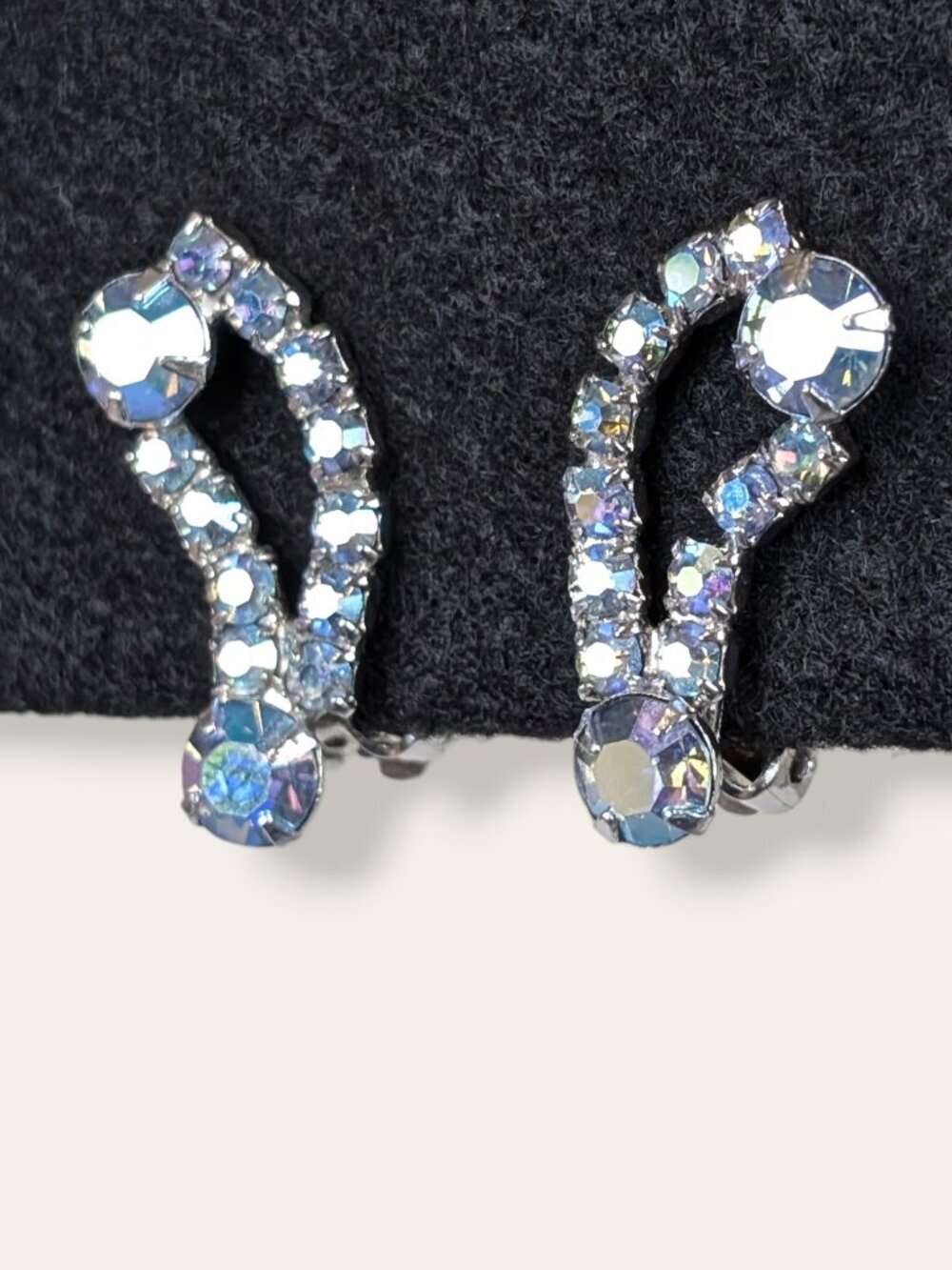 V. Blue Austrian AB Crystal Earrings - Picture 3 of 5